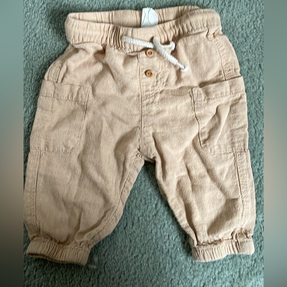 H&M linen/ cotton blend trousers 3-6 months